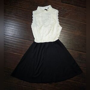 Lily Rose Womens Black and Ivory Lace Short Dress Womens XS
